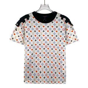 Louis Vuitton Multicolor logo & monogram heart print cotton crewneck short-sleev